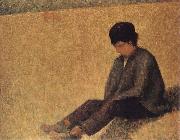 Georges Seurat The small Peasant sat on the lawn of the Pasture oil painting